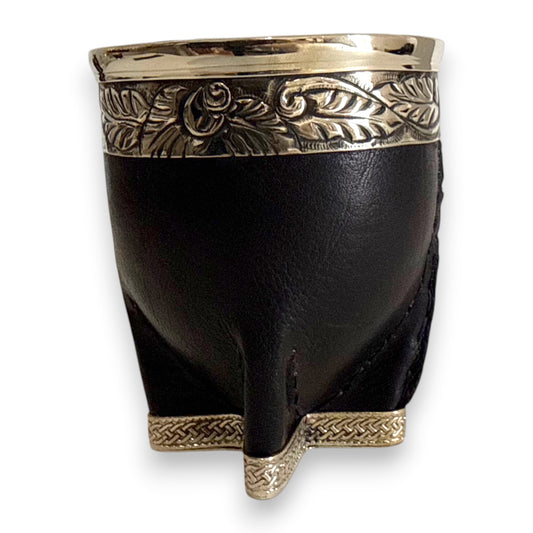 Mate Imperial Nero in Cuoio con base, Virola decorata | Luxury
