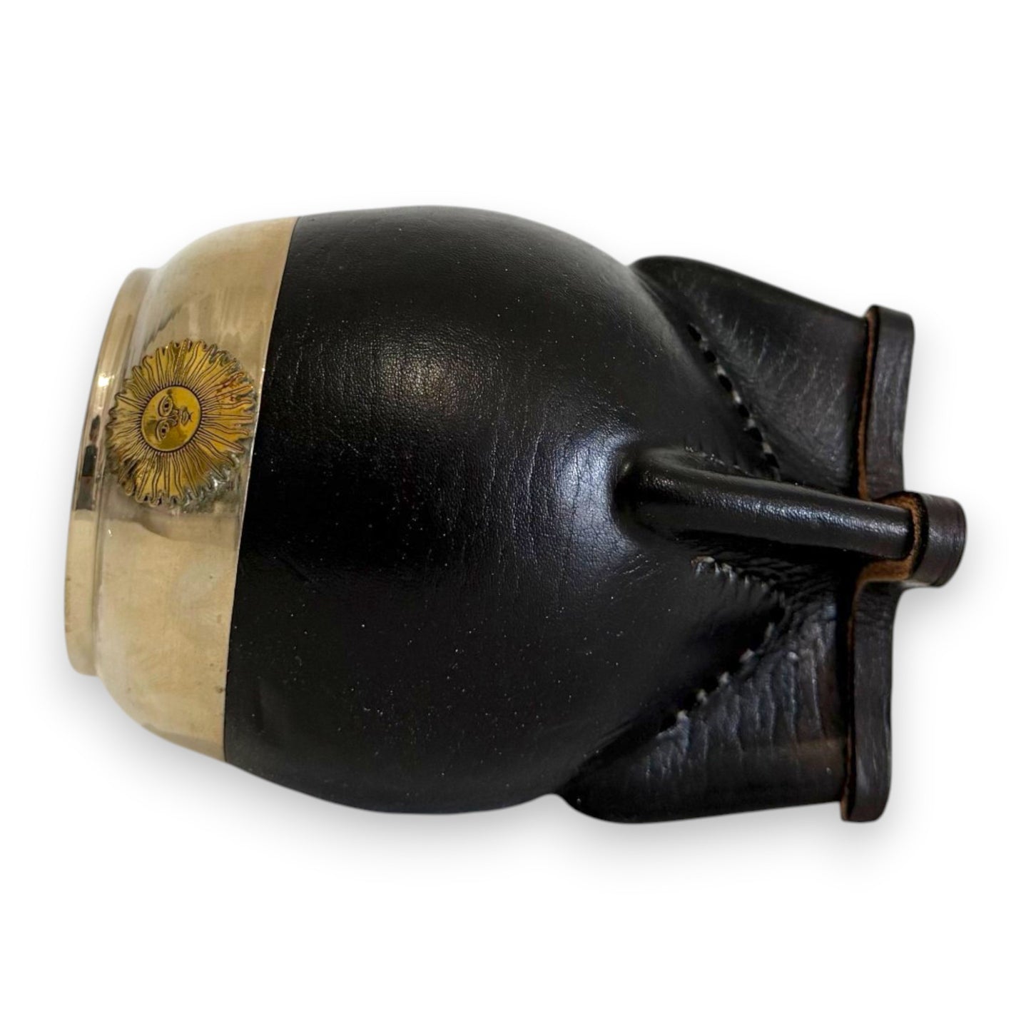 Mate Torpedo in Cuoio "Sol de Mayo" Nero e Virola Alpaca | Standard