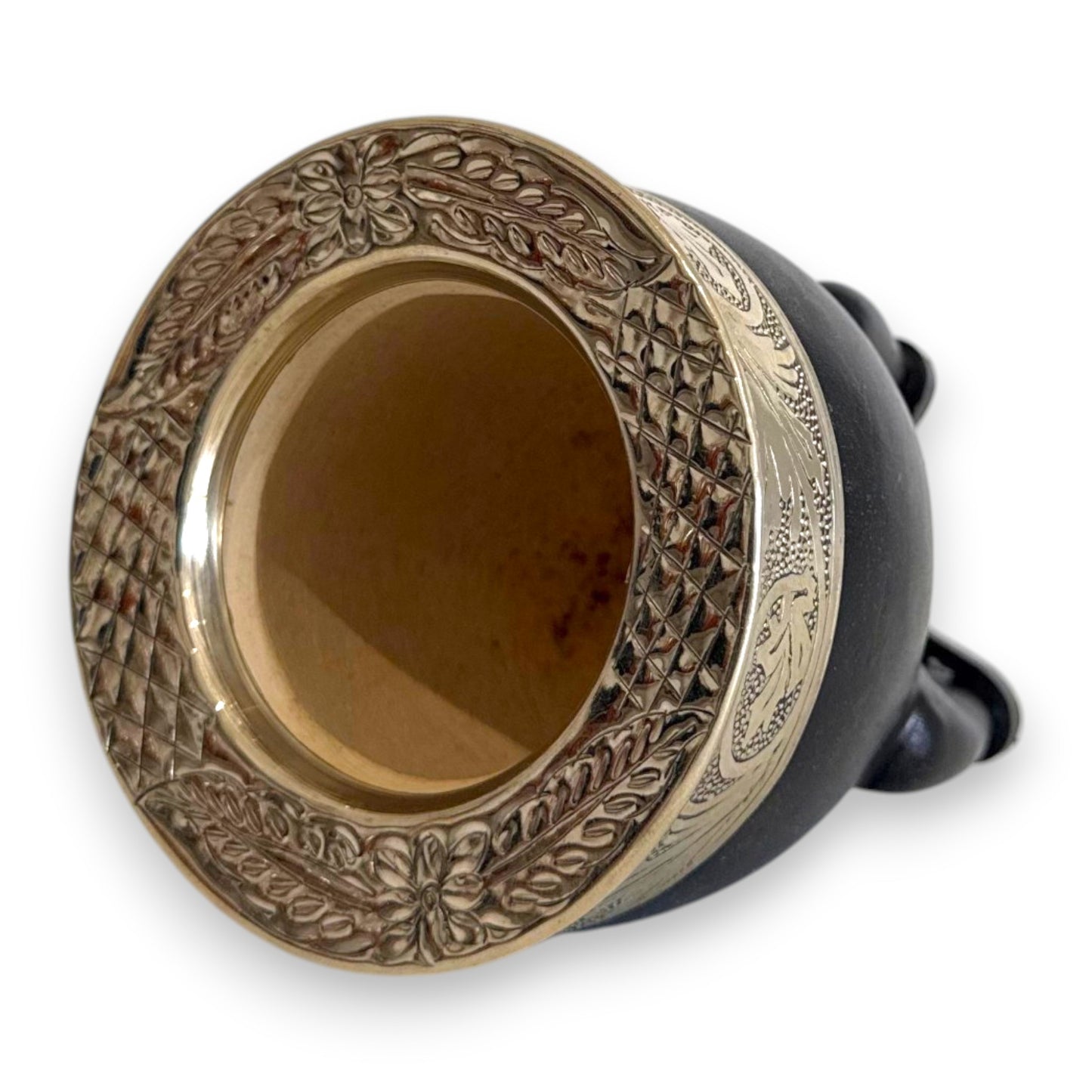 Mate Imperial in Cuoio Nero con Virola decorata in Alpaca | Standard