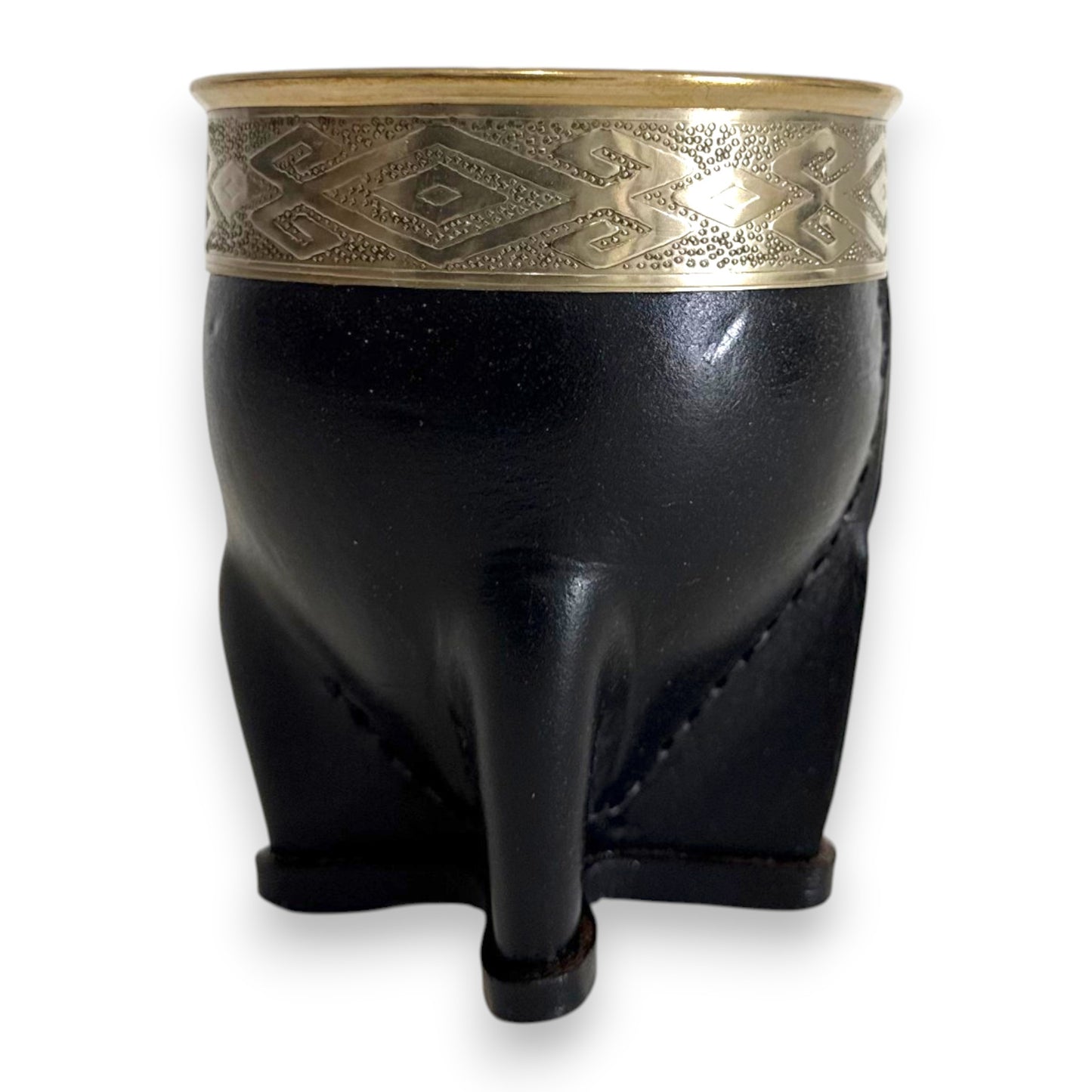 Mate Imperial in Cuoio Nero con Virola decorata in Alpaca | Standard