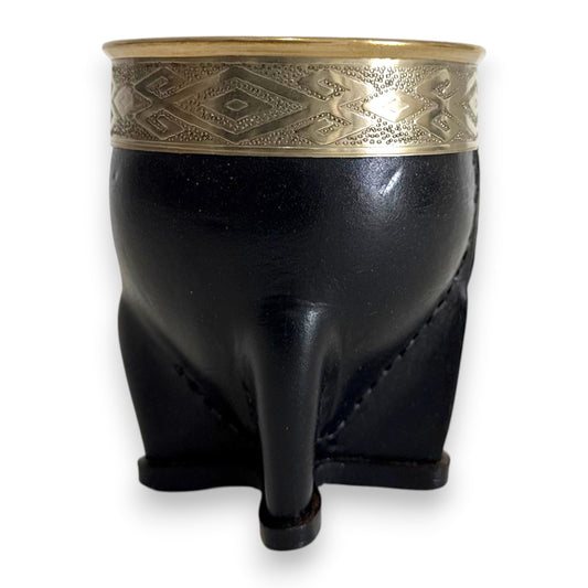 Mate Imperial in Cuoio Nero con Virola decorata in Alpaca | Standard
