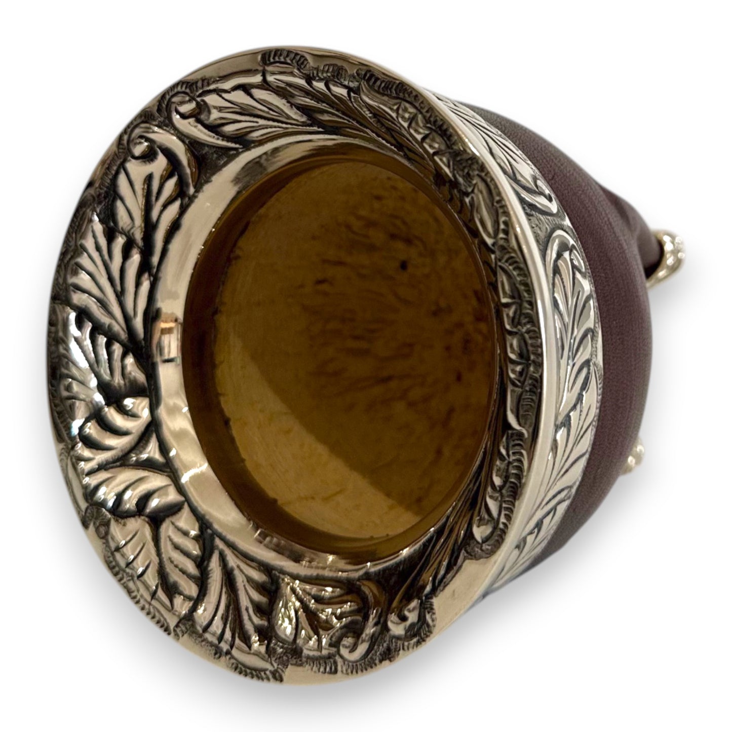Mate Imperial Marrone in Cuoio con base, Virola decorata | Luxury