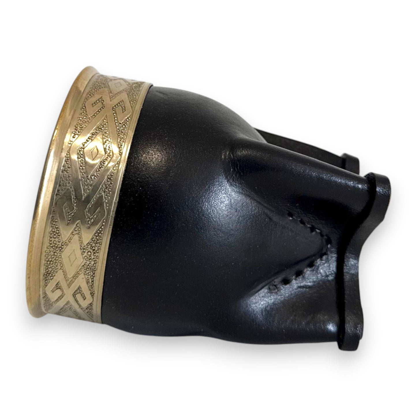 Mate Imperial in Cuoio Nero con Virola decorata in Alpaca | Standard