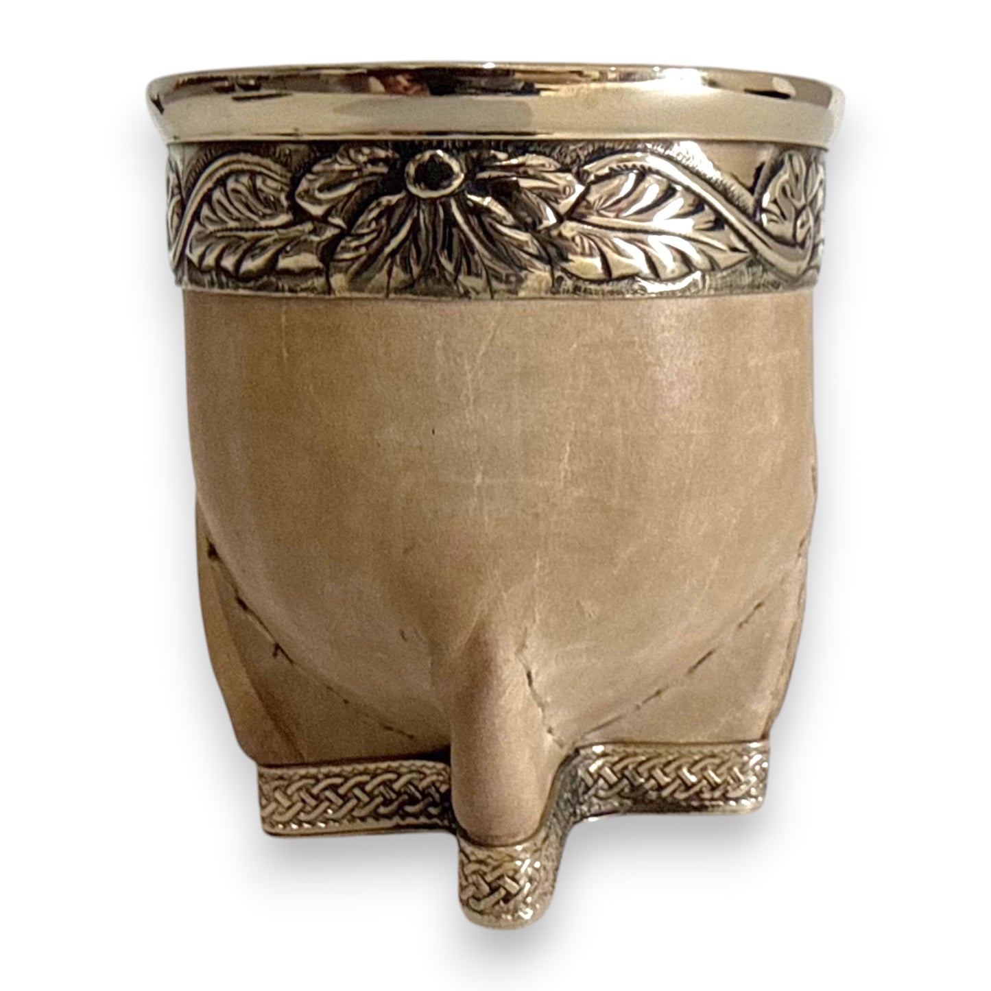 Mate Imperial Panna in Cuoio con base, Virola decorata | Luxury