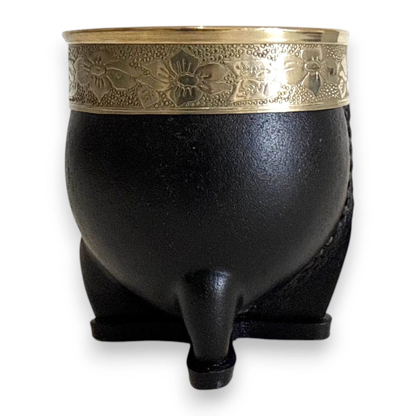 Mate Imperial in Cuoio Nero con Virola decorata in Alpaca | Standard