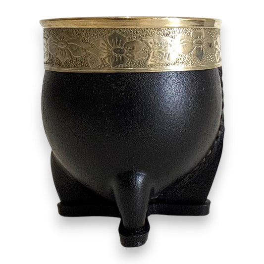 Mate Imperial in Cuoio Nero con Virola decorata in Alpaca | Standard