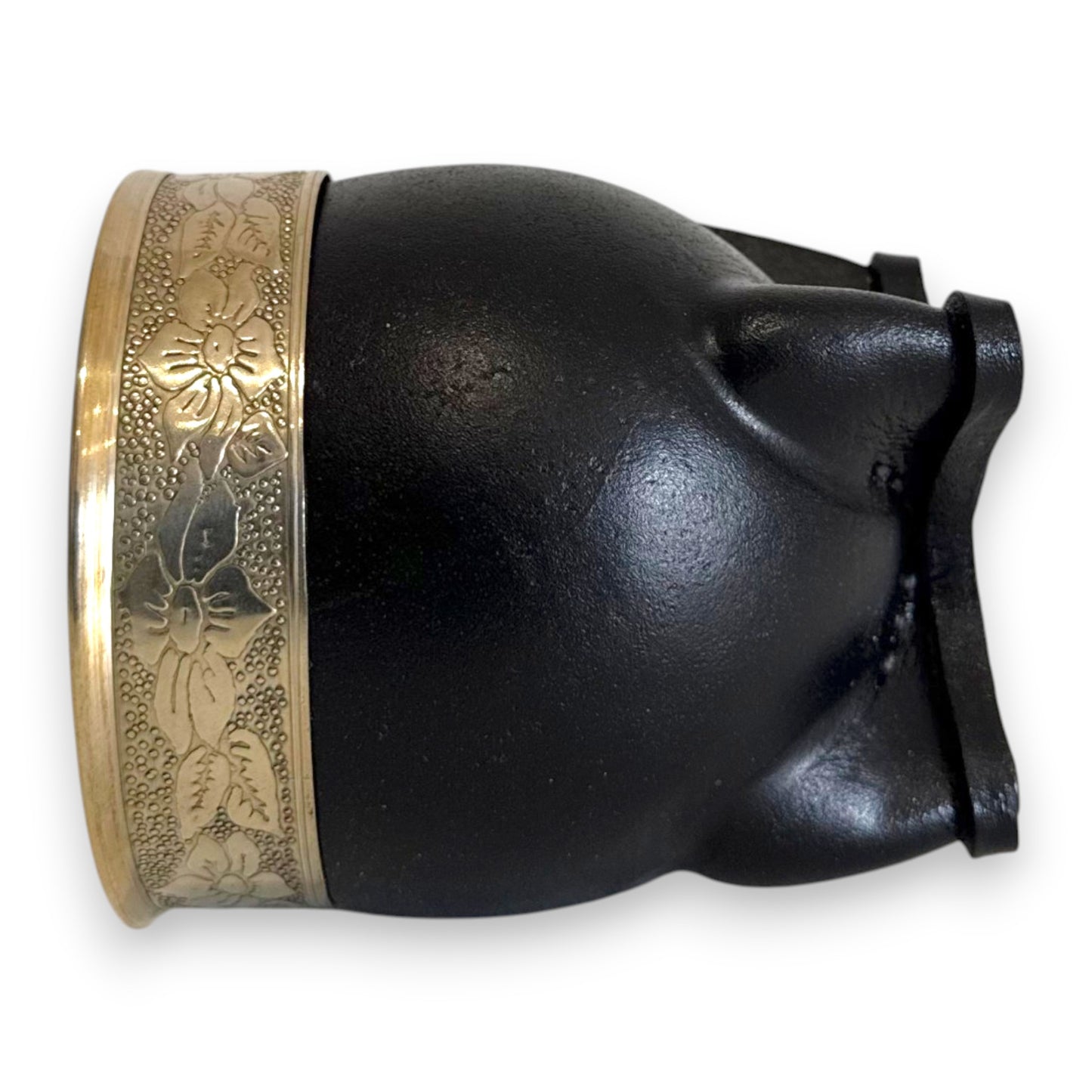 Mate Imperial in Cuoio Nero con Virola decorata in Alpaca | Standard