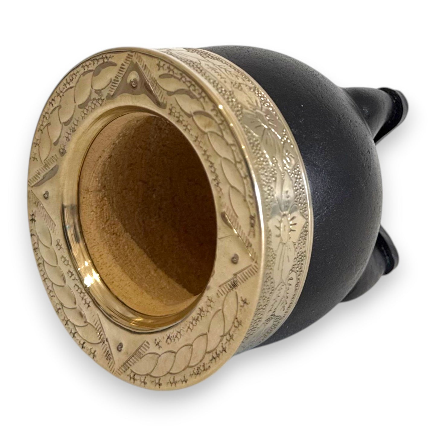 Mate Imperial in Cuoio Nero con Virola decorata in Alpaca | Standard