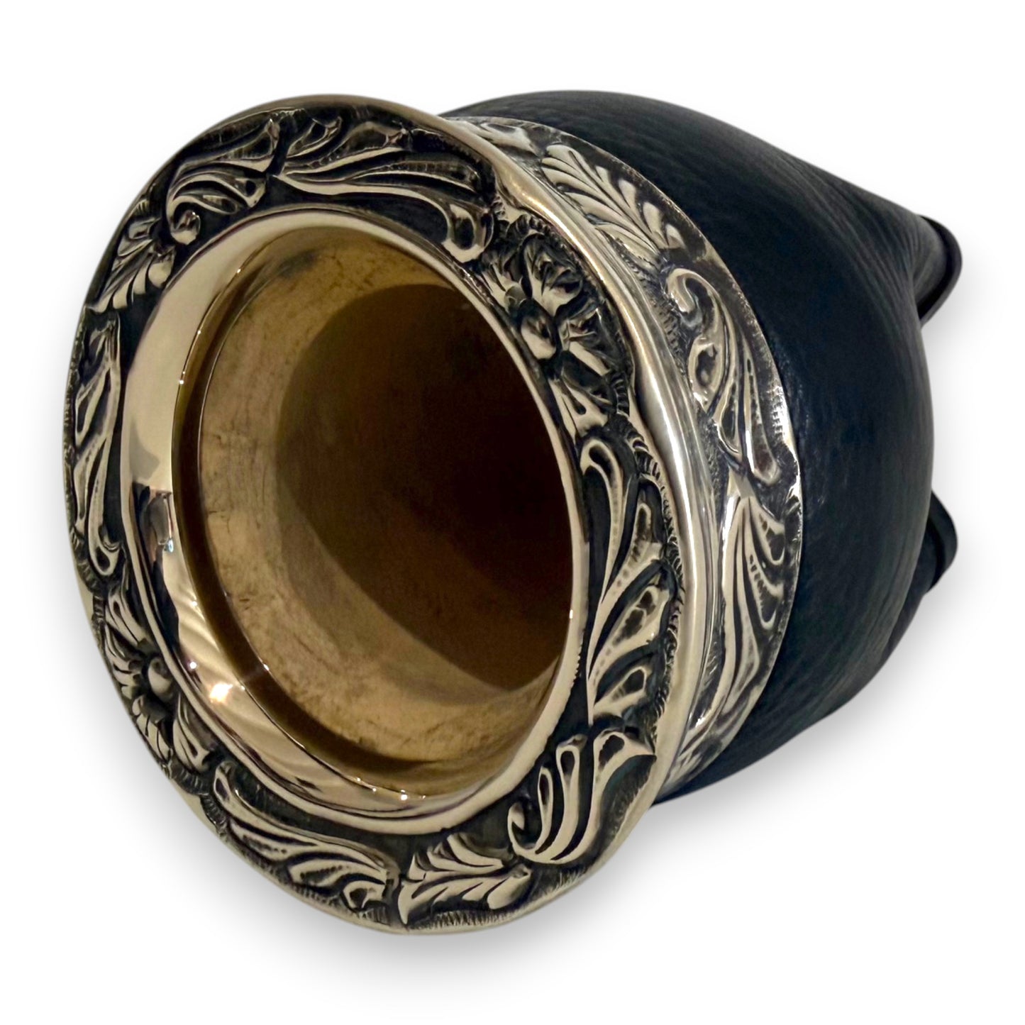 Mate Imperial Nero in Cuoio con Virola decorata | Luxury