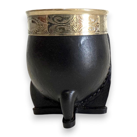 Mate Imperial in Cuoio Nero con Virola decorata in Alpaca | Standard
