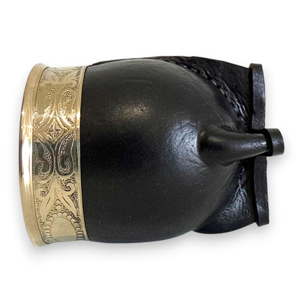 Mate Imperial in Cuoio Nero con Virola decorata in Alpaca | Standard