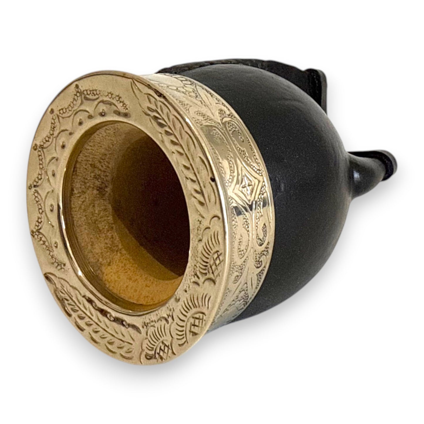 Mate Imperial in Cuoio Nero con Virola decorata in Alpaca | Standard