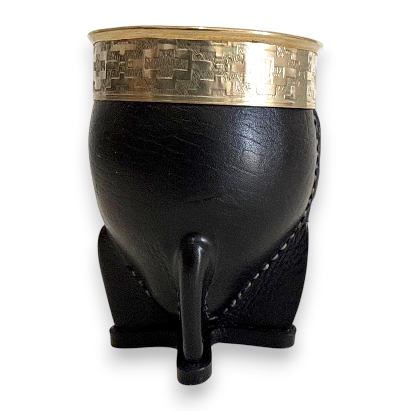 Mate Imperial in Cuoio Nero con Virola decorata in Alpaca | Standard