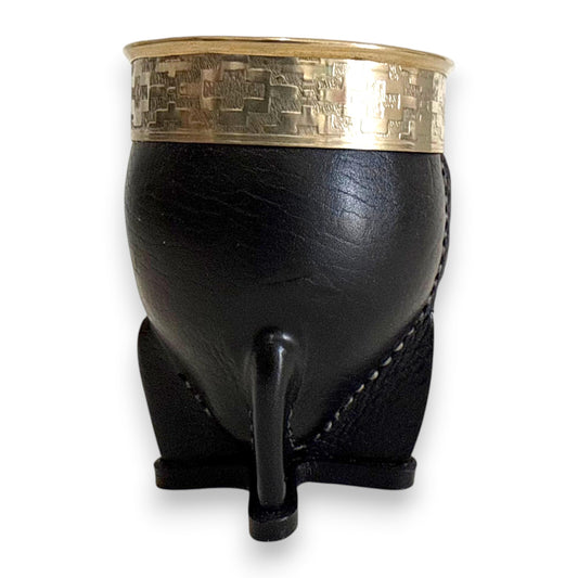 Mate Imperial in Cuoio Nero con Virola decorata in Alpaca | Standard