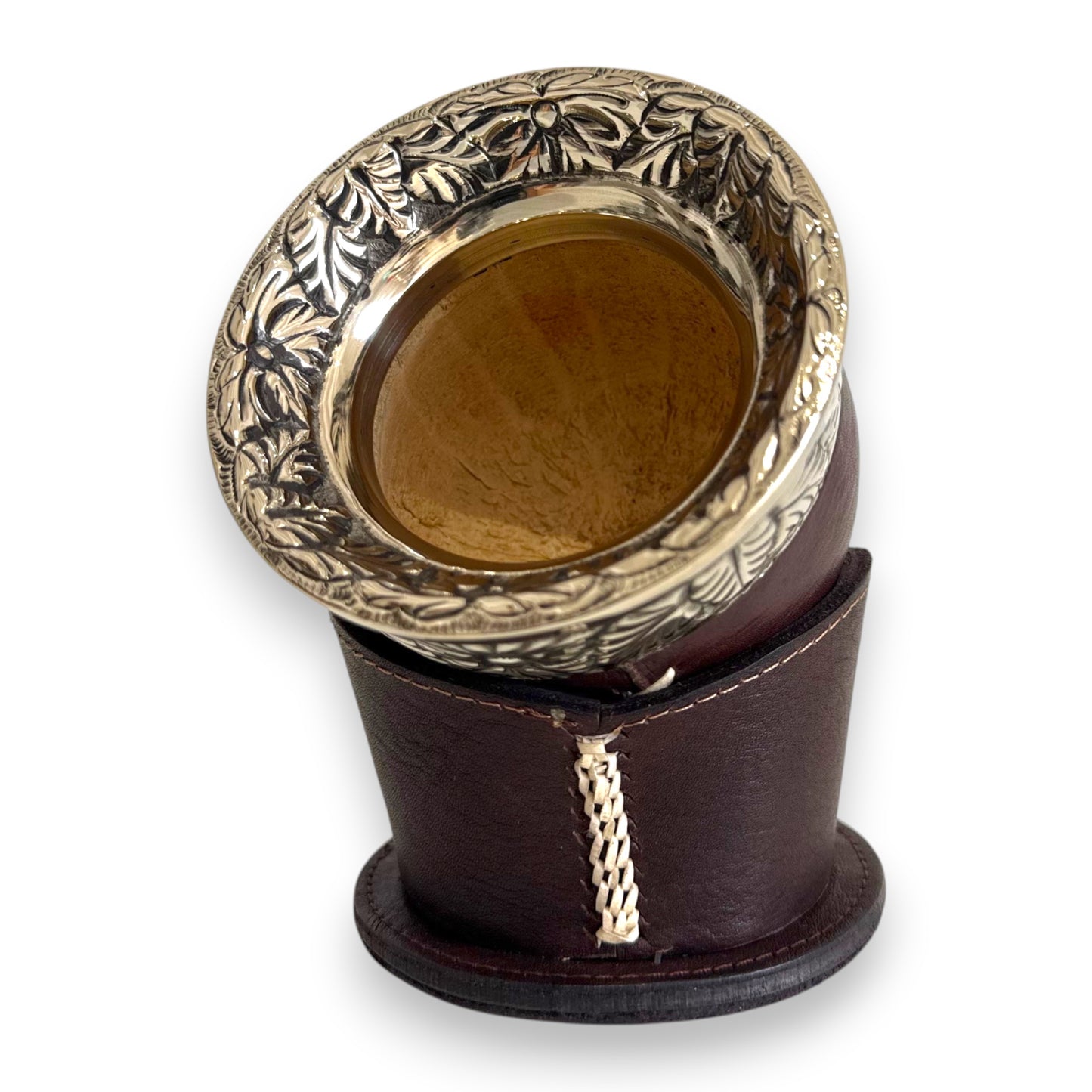 Mate Imperial Marrone con "Posa" in Cuoio lavorato, Virola decorata e Cuciture IDM | Luxury