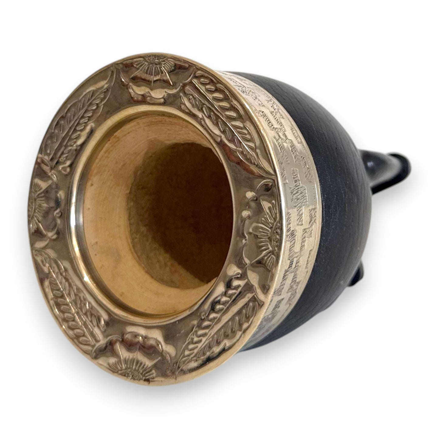 Mate Imperial in Cuoio Nero con Virola decorata in Alpaca | Standard