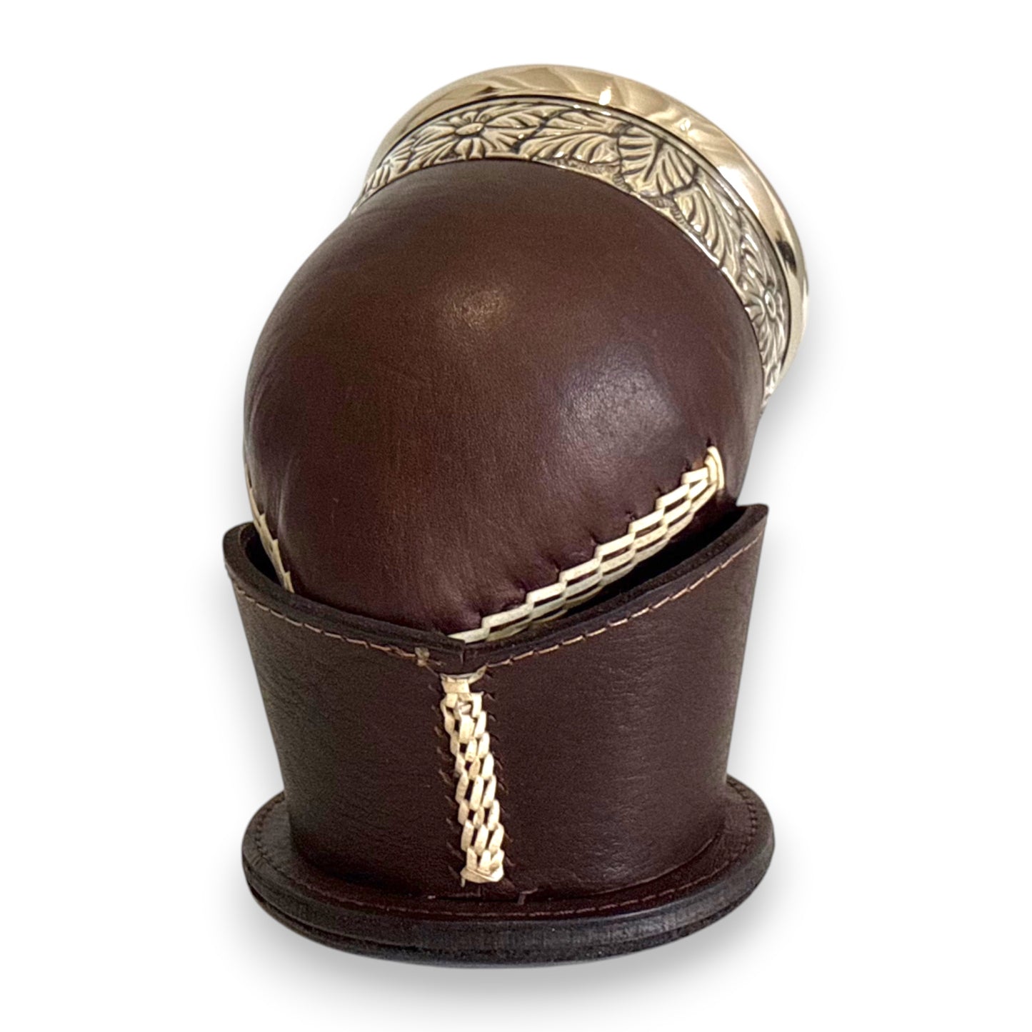 Mate Imperial Marrone con "Posa" in Cuoio lavorato, Virola decorata e Cuciture IDM | Luxury