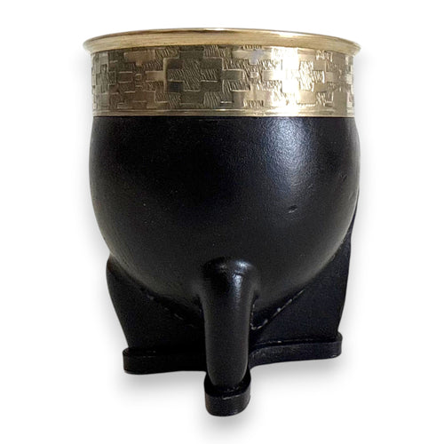 Mate Imperial in Cuoio Nero con Virola decorata in Alpaca | Standard