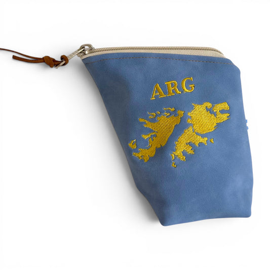 Yerbera in Cuoio Bordada "ARG + Malvinas"