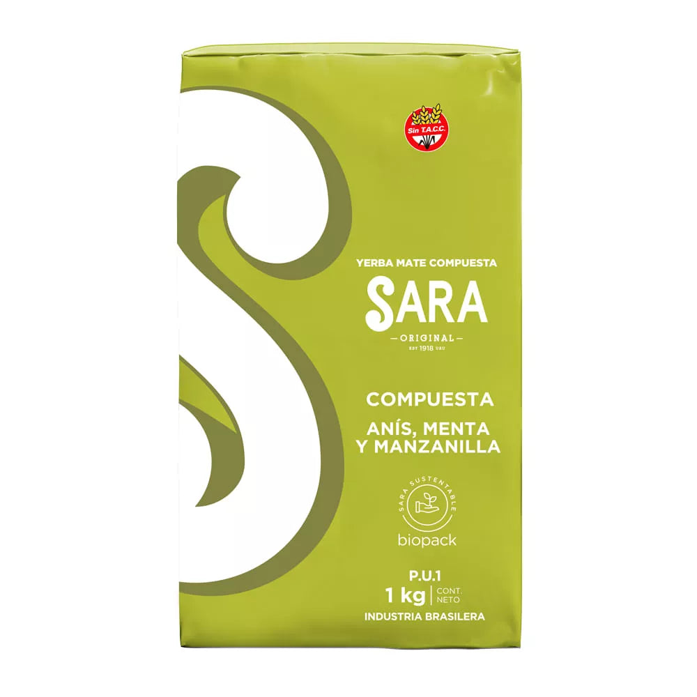 Yerba Mate SARA - ANIS, MENTA Y MANZANILLA 1/2 Kg.
