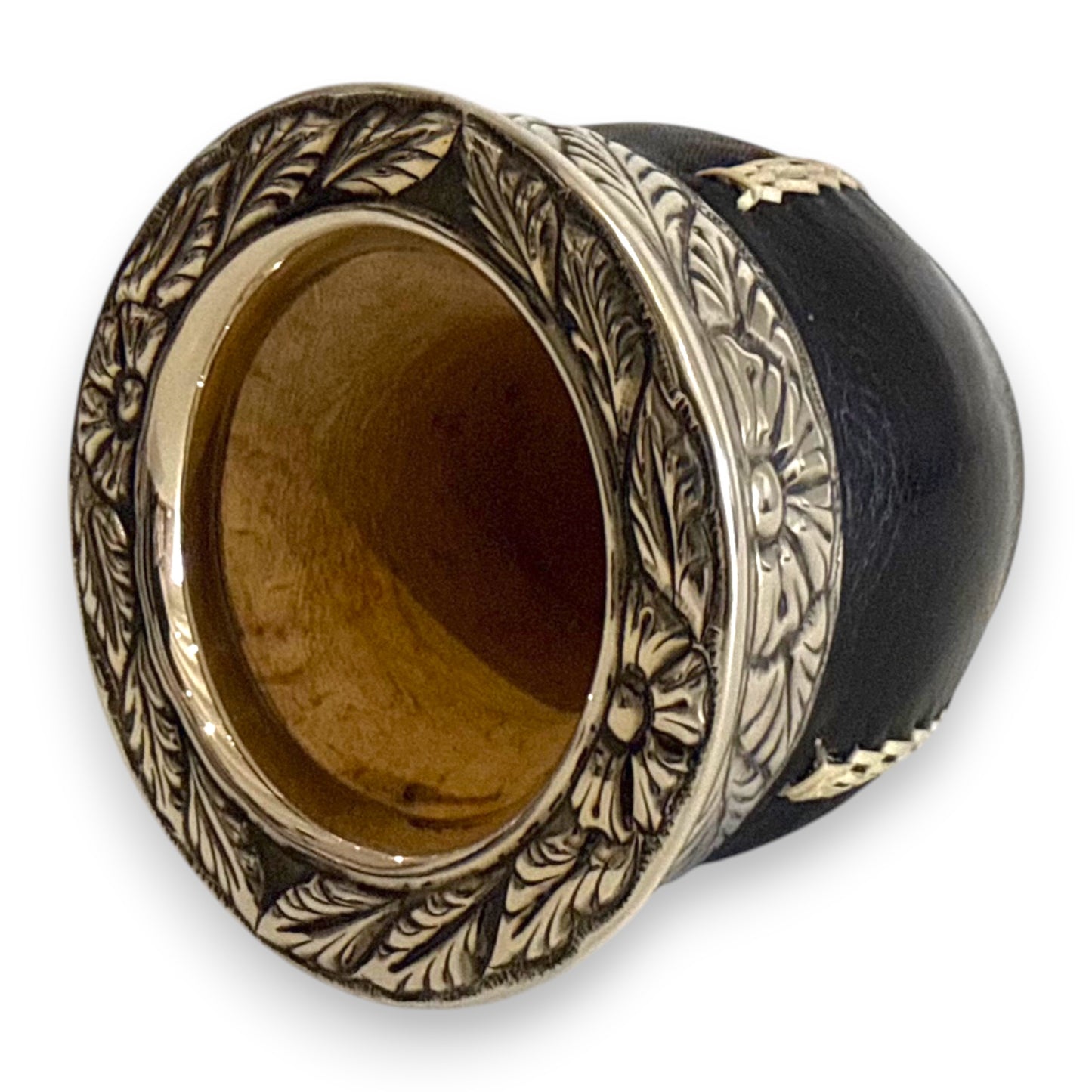 Mate Imperial Nero in Cuoio lavorato, Cuciture e Virola IDM | Luxury