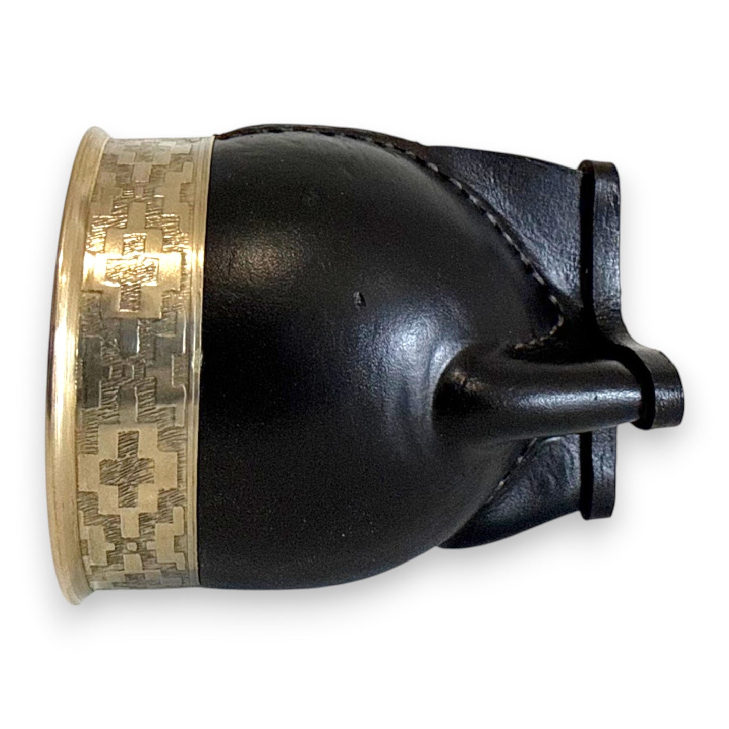 Mate Imperial in Cuoio Nero con Virola decorata in Alpaca | Standard