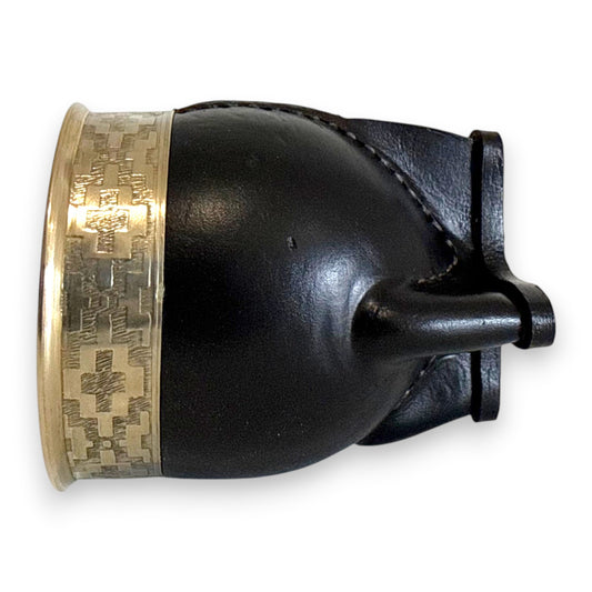 Mate Imperial in Cuoio Nero con Virola decorata in Alpaca | Standard