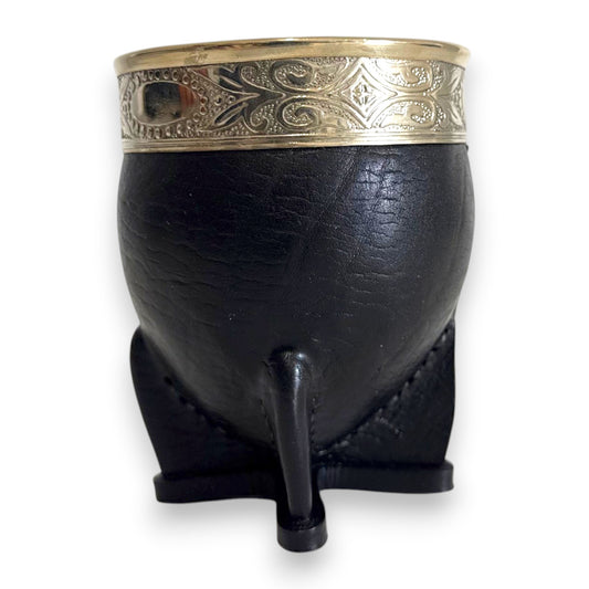 Mate Imperial in Cuoio Nero con Virola decorata in Alpaca | Standard