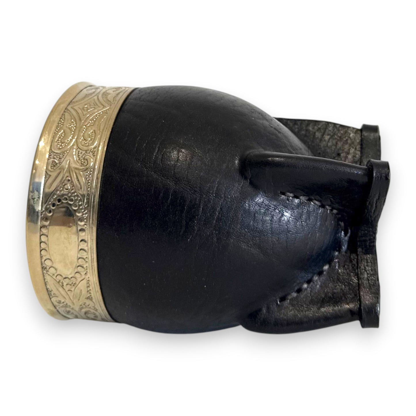 Mate Imperial in Cuoio Nero con Virola decorata in Alpaca | Standard