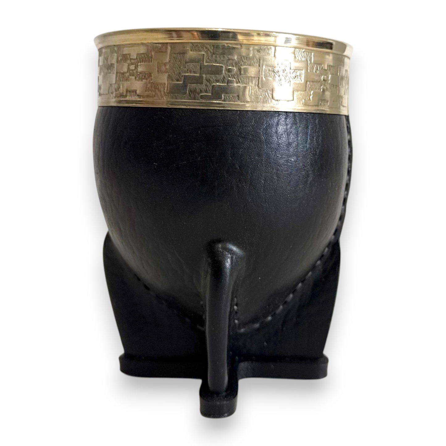 Mate Imperial in Cuoio Nero con Virola decorata in Alpaca | Standard