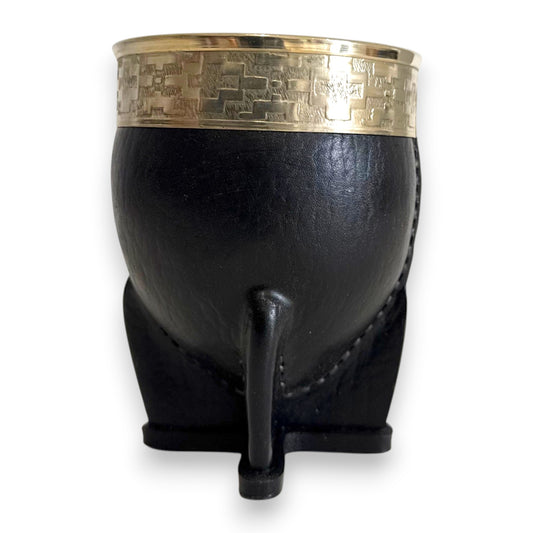 Mate Imperial in Cuoio Nero con Virola decorata in Alpaca | Standard