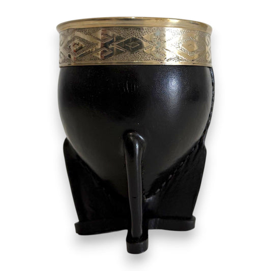 Mate Imperial in Cuoio Nero con Virola decorata in Alpaca | Standard