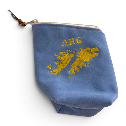 Yerbera in Cuoio Bordada "ARG + Malvinas"