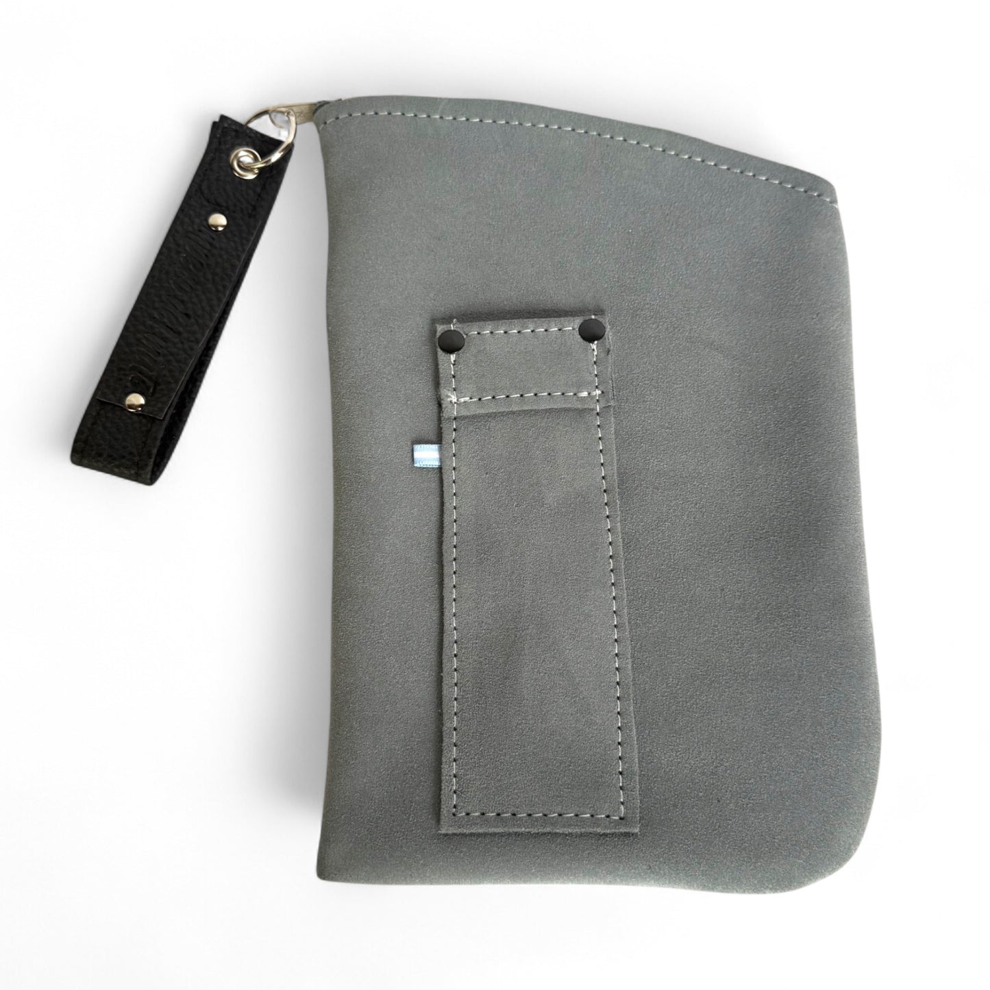 Yerbera In Cuoio Scamosciato Grigio “IDM” Con Porta Bombilla