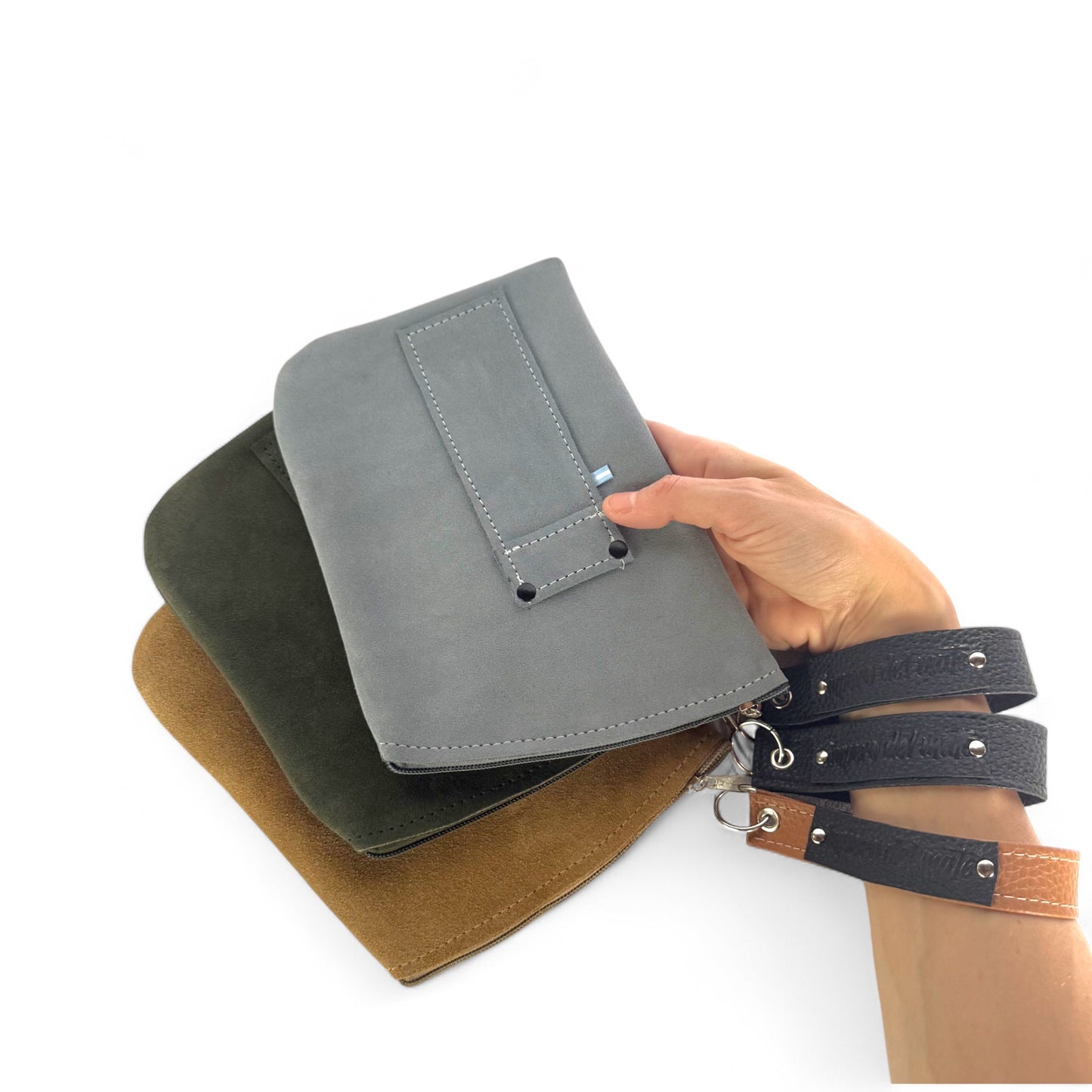 Yerbera In Cuoio Scamosciato Grigio “IDM” Con Porta Bombilla