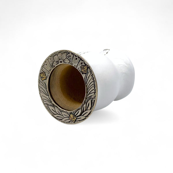 Mate Camionero Bianco con Virola Alpaca | Standard