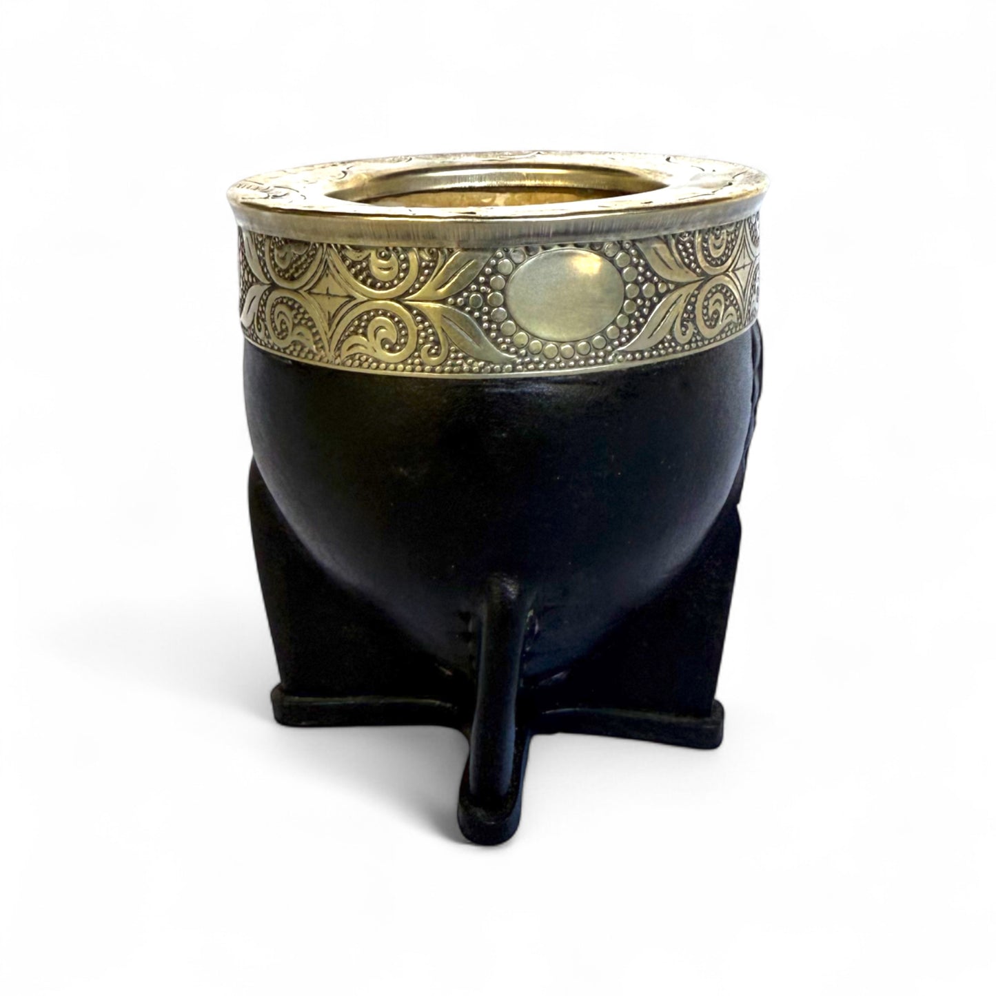 Mate Imperial Nero con Virola Alpaca Decorata | Premium