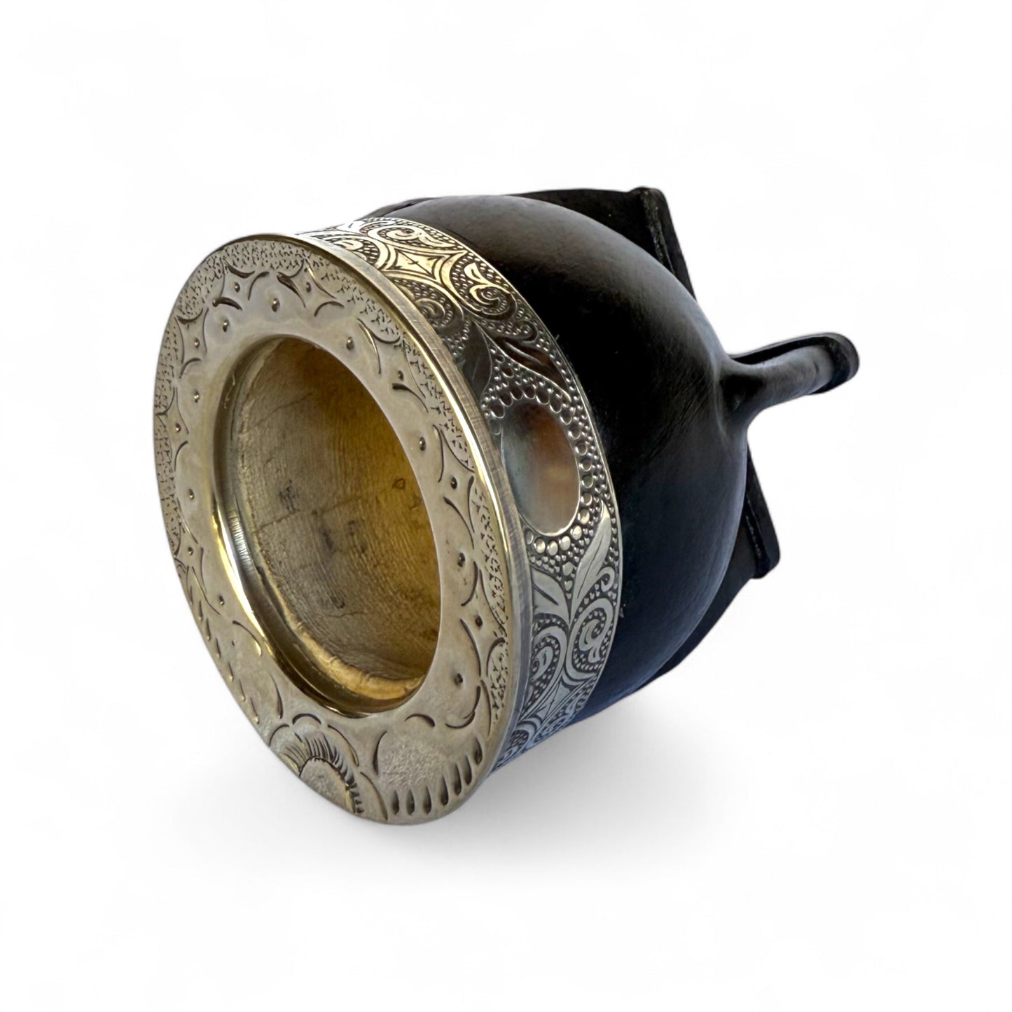 Mate Imperial Nero con Virola Alpaca Decorata | Premium