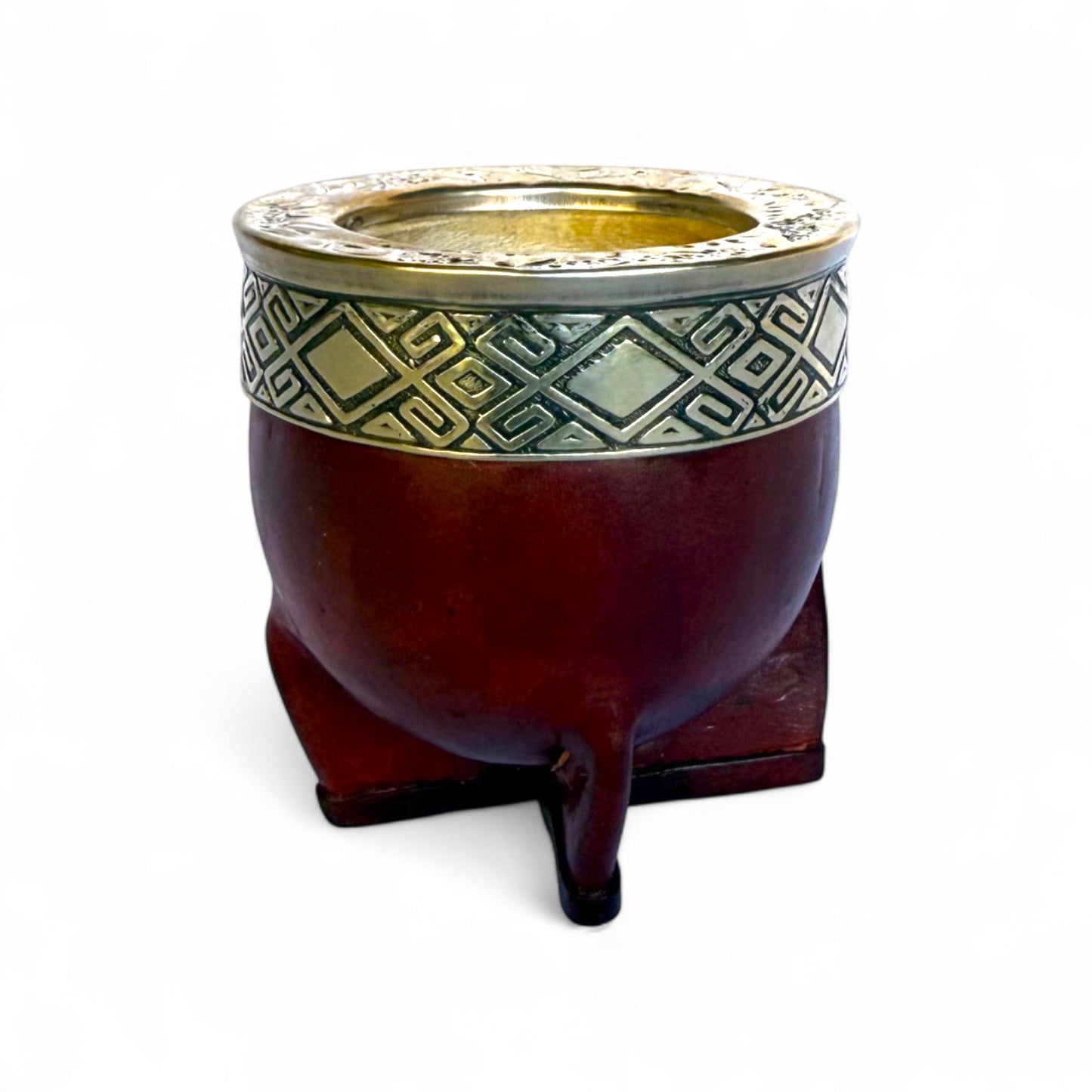 Mate Imperial Bordò con Virola Alpaca Decorata | Premium