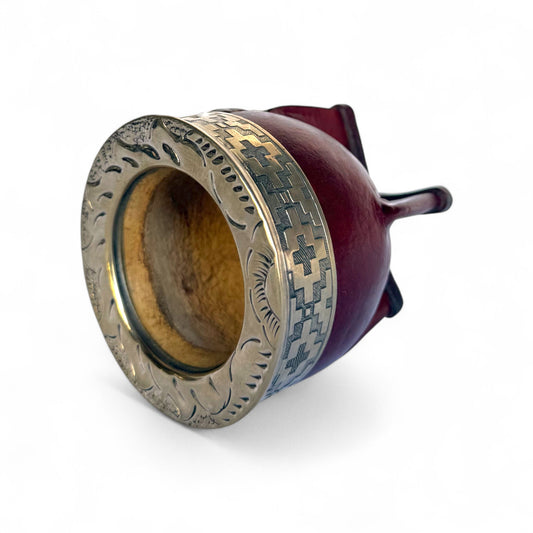 Mate Imperial Bordò con Virola Alpaca Decorata | Premium