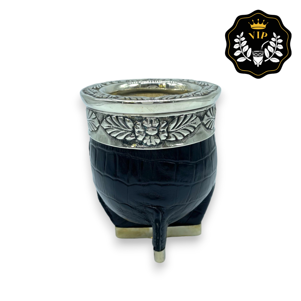 Mate Imperial Nero “Crocco” con base e Virola Alpaca | Elitè