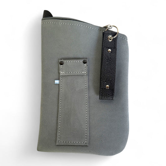 Yerbera In Cuoio Scamosciato Grigio “IDM” Con Porta Bombilla